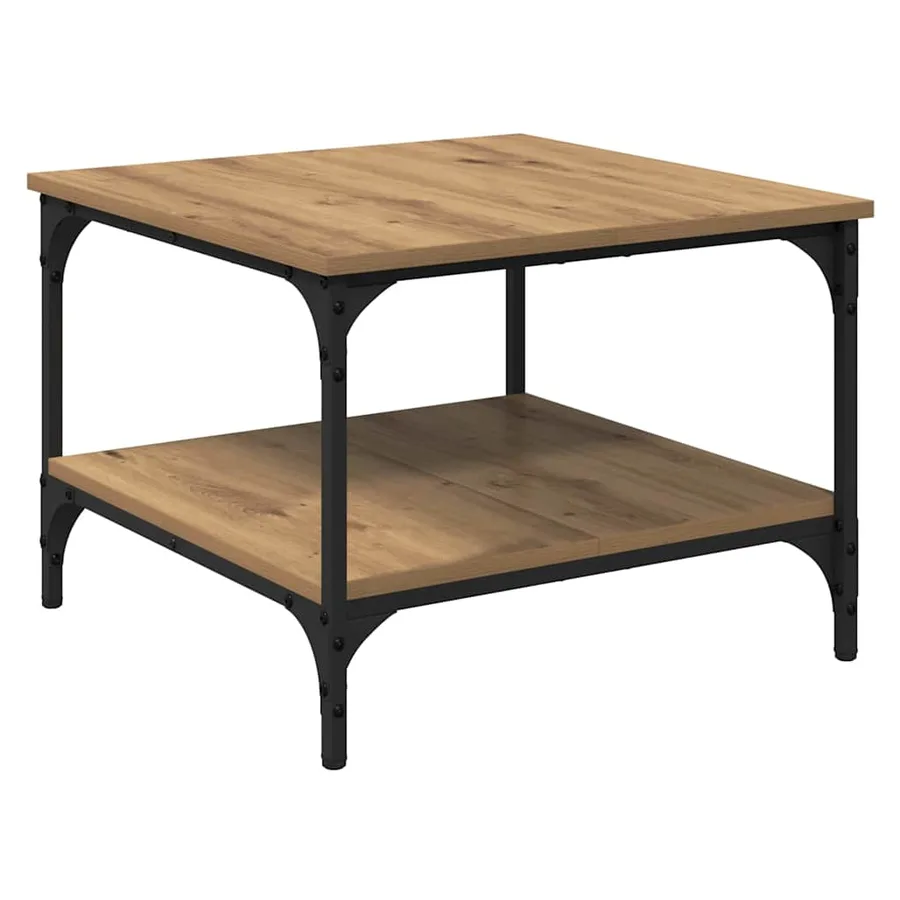 Table basse Chêne artisanal 55 x 55 x 40 cm Bois d'ingénierie - 7