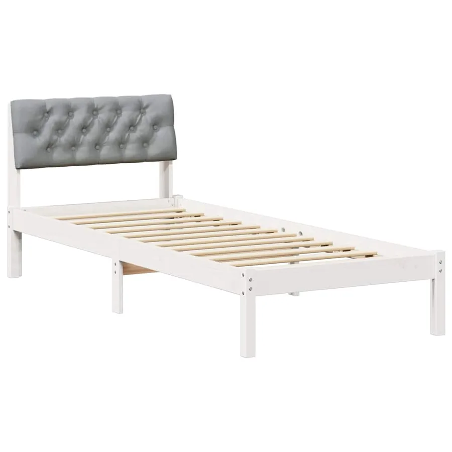 Cadre de lit Blanc et gris clair 80 x 200 cm Bois massif en pin - 2