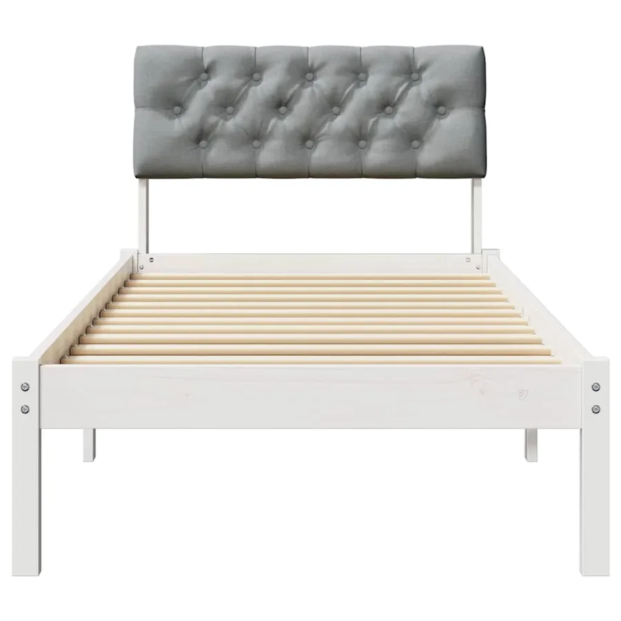Cadre de lit Blanc et gris clair 80 x 200 cm Bois massif en pin - 5