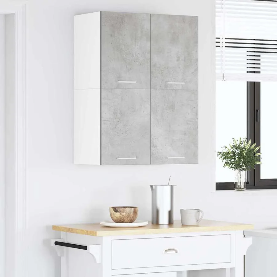 Armoire suspendue 2 pcs Gris béton et Blanc 60 x 31 x 40 cm - 4