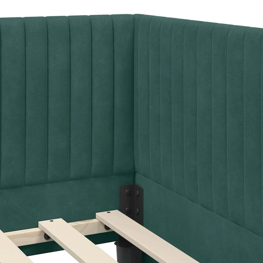 Cadre de lit d'angle avec matelas 2 pcs Vert Velours - 10