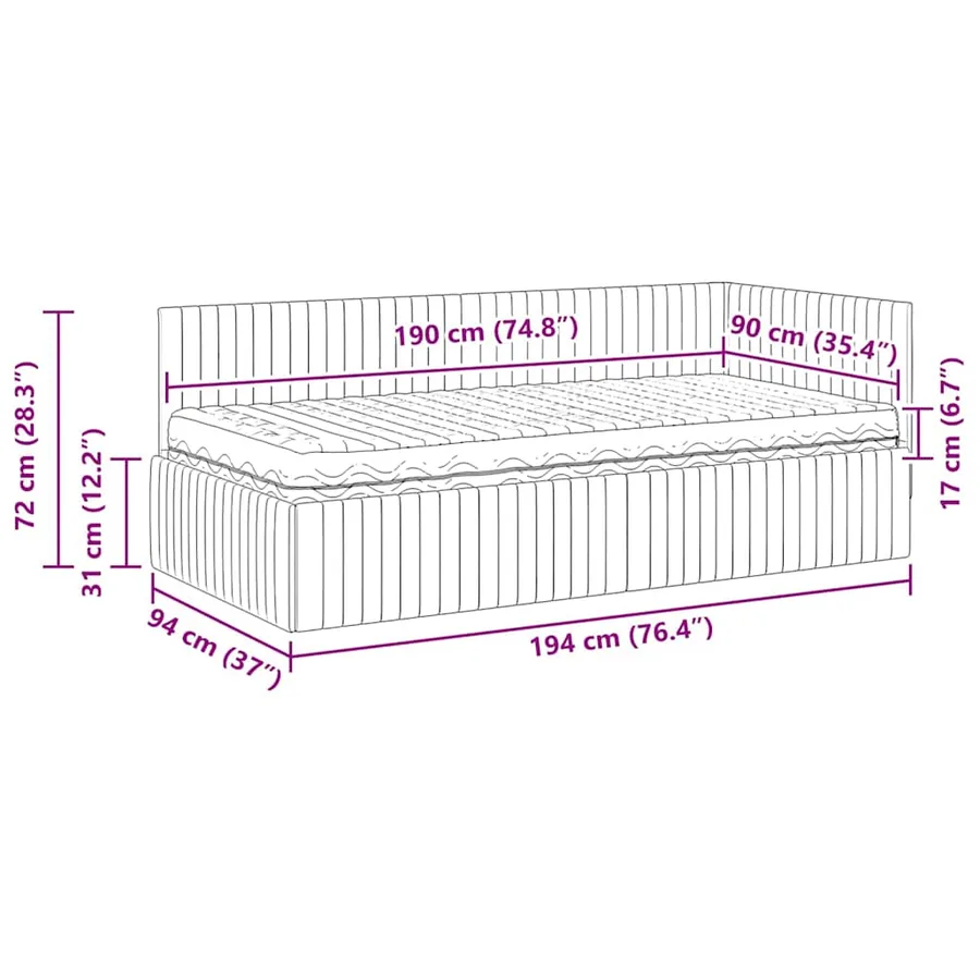Cadre de lit d'angle avec matelas 2 pcs Vert Velours - 14