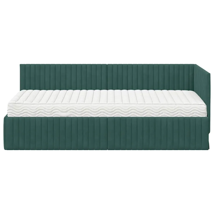 Cadre de lit d'angle avec matelas 2 pcs Vert Velours - 5