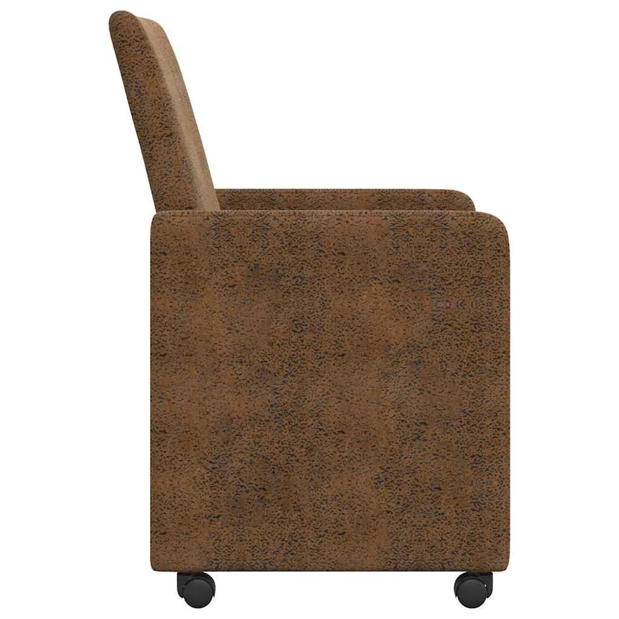Chaises de Salle à Manger avec Roues 2 pcs Marron - 5