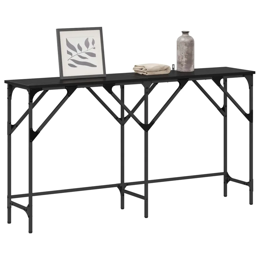 Table console Chêne noir 140 x 29 x 75 cm Bois d'ingénierie - 3