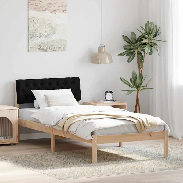 Cadre de lit Marron et noir 90 x 200 cm Bois massif en pin