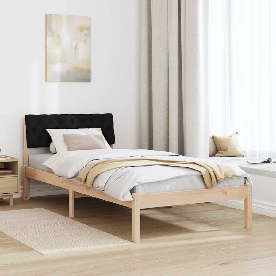 Cadre de lit Marron et noir 90 x 200 cm Bois massif en pin - 4
