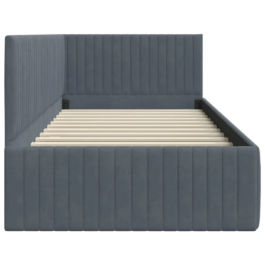 Cadre de lit d'angle Gris foncé 90 cm x 190 cm Velours - 6