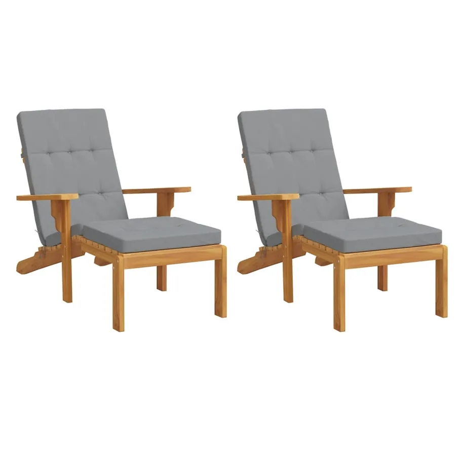 Coussins de chaise longue lot de 2 gris tissu oxford - 3