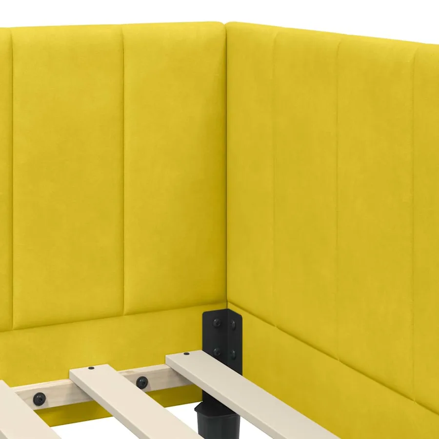 Cadre de lit d'angle avec matelas 2 pcs Jaune Velours - 8