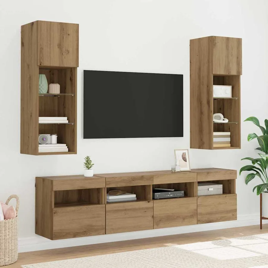 Meubles TV muraux 2 pcs Chêne artisanal Bois d'ingénierie - 7