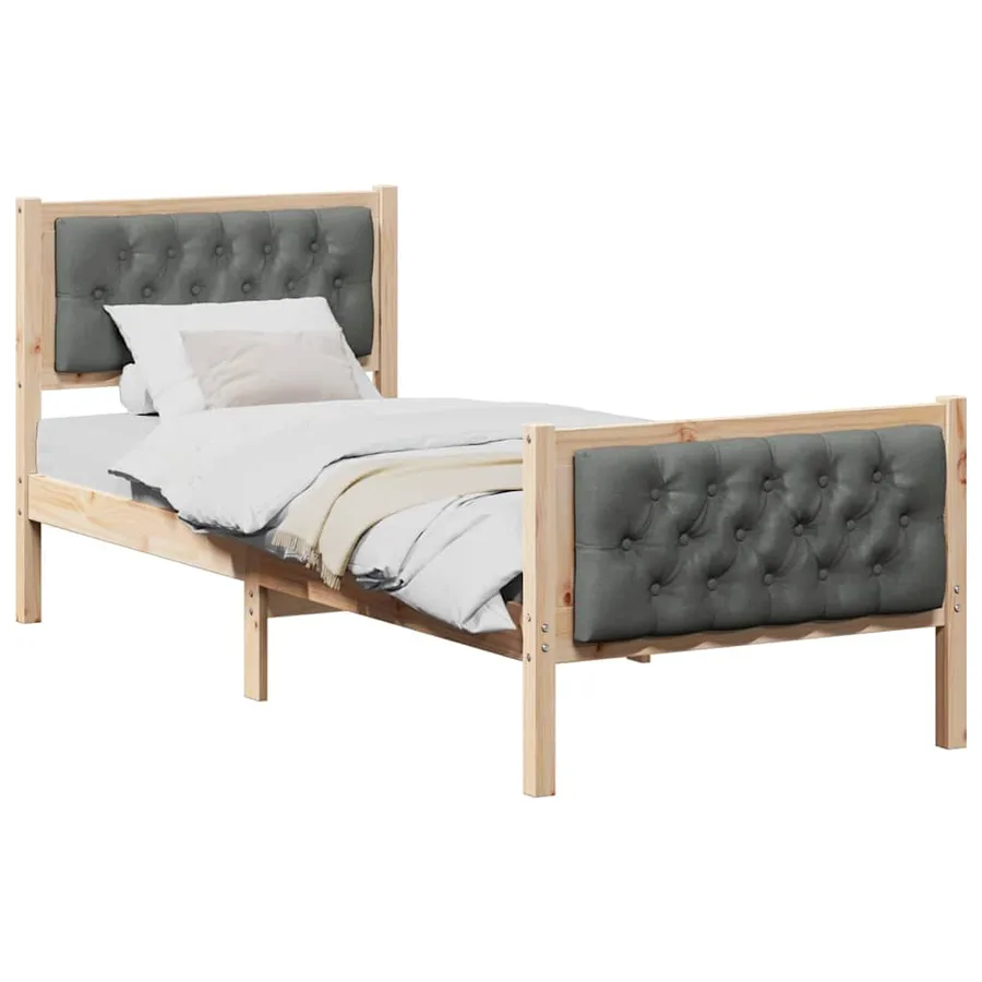 Cadre de lit avec tête de lit Gris foncé 75 x 190 cm Pin massif - 3