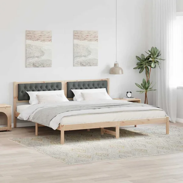 Cadre de lit Gris foncé 200 x 200 cm Pin massif