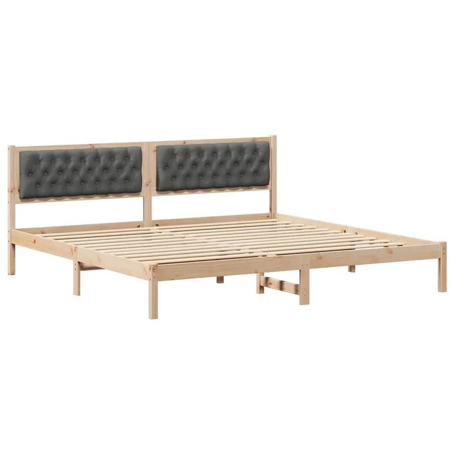 Cadre de lit Gris foncé 200 x 200 cm Pin massif - 2