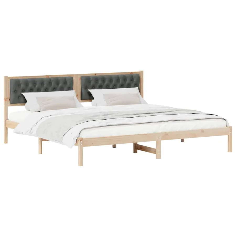 Cadre de lit Gris foncé 200 x 200 cm Pin massif - 3