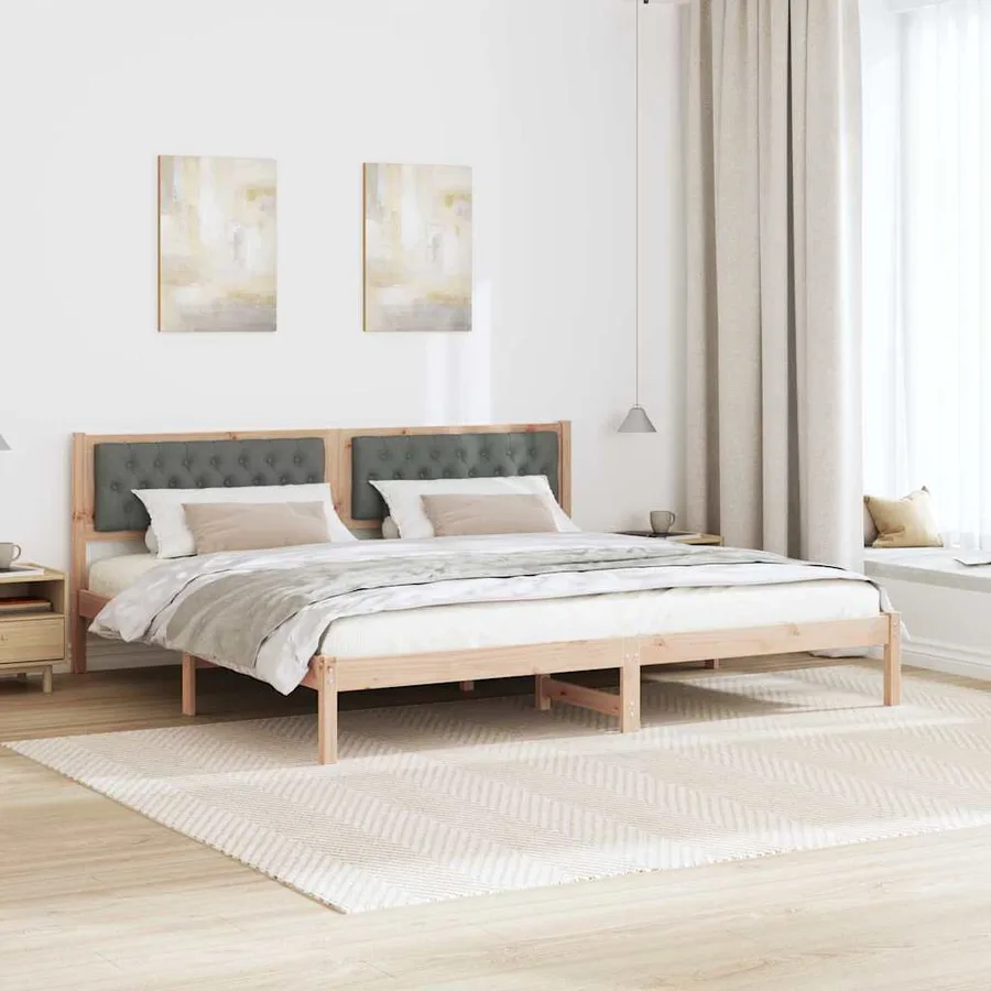 Cadre de lit Gris foncé 200 x 200 cm Pin massif - 4