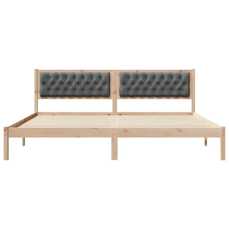 Cadre de lit Gris foncé 200 x 200 cm Pin massif - 5