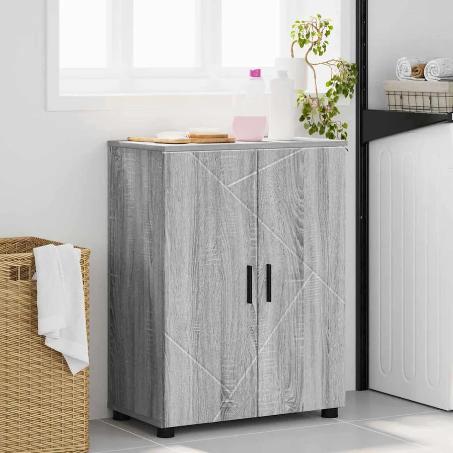Cabinet de salle de bain avec porte Gris Sonoma 60 x 35 x 80 cm - 4