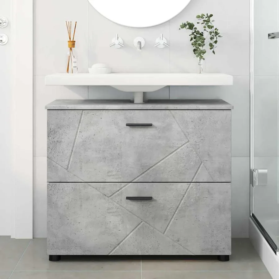 Cabinet de salle de bain Gris béton 76,5 x 35 x 64 cm - 4