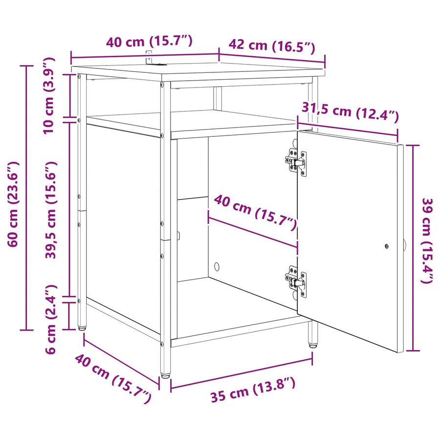 Cabinet de chevet 2 pcs Chêne noir 40 x 42 x 60cm - 17