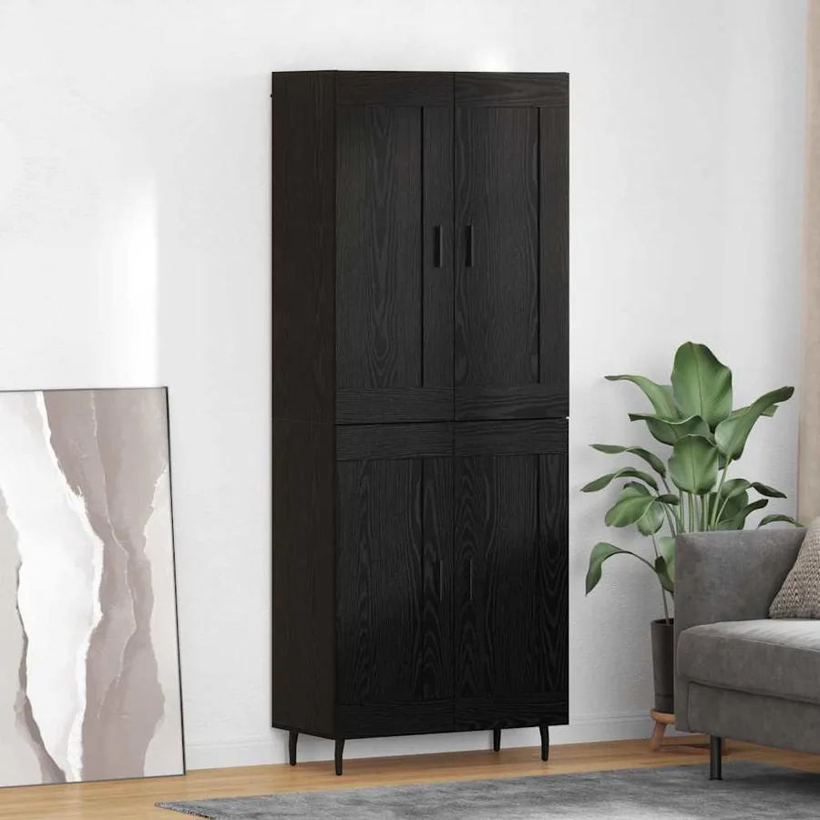 Haut Armoire 2 pcs Chêne noir Bois d'ingénierie