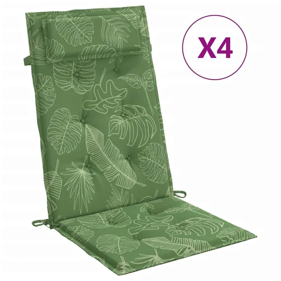 Coussins de chaise à dossier haut lot de 4 modèle de feuille - 2