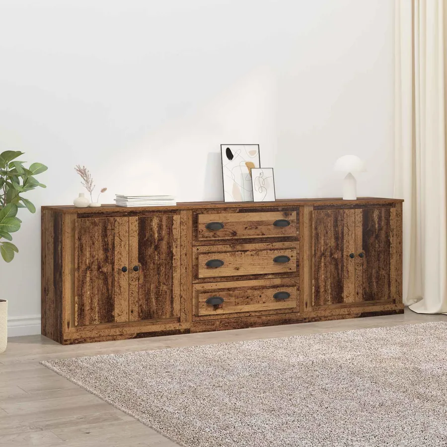 Buffets avec tiroir 3 pcs Bois ancien 210 x 35,5 x 67,5 cm