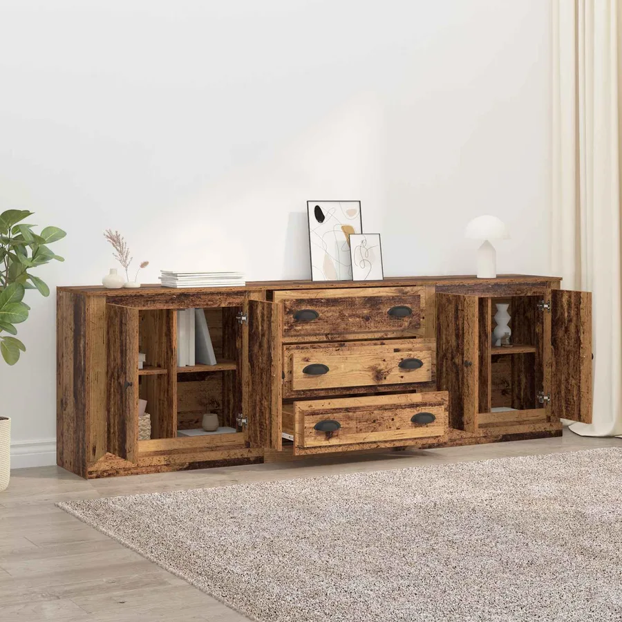 Buffets avec tiroir 3 pcs Bois ancien 210 x 35,5 x 67,5 cm - 4