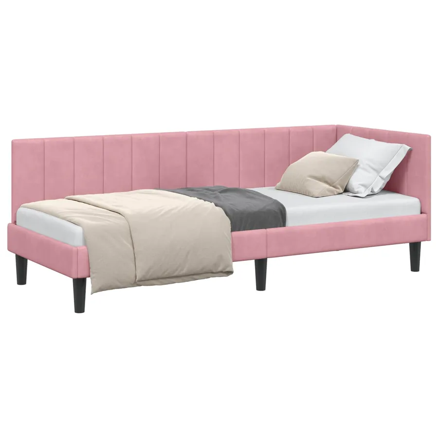 Cadre de lit d'angle Rose 80 cm x 200 cm Velours - 2