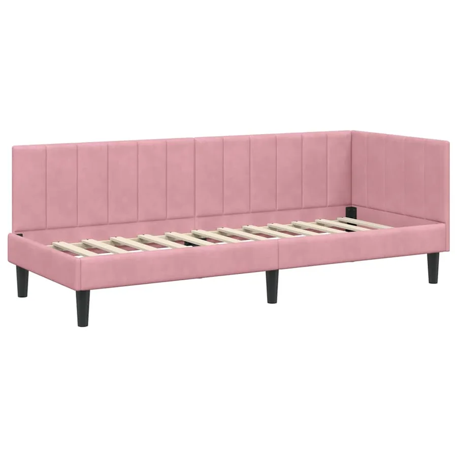 Cadre de lit d'angle Rose 80 cm x 200 cm Velours - 4