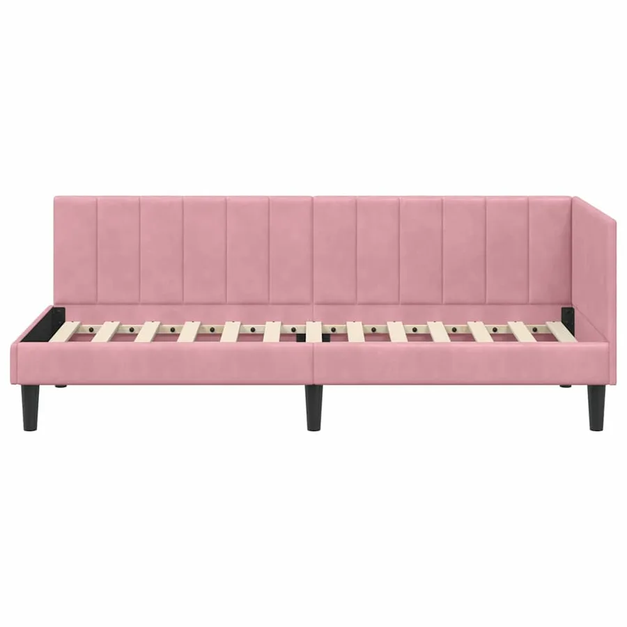Cadre de lit d'angle Rose 80 cm x 200 cm Velours - 5