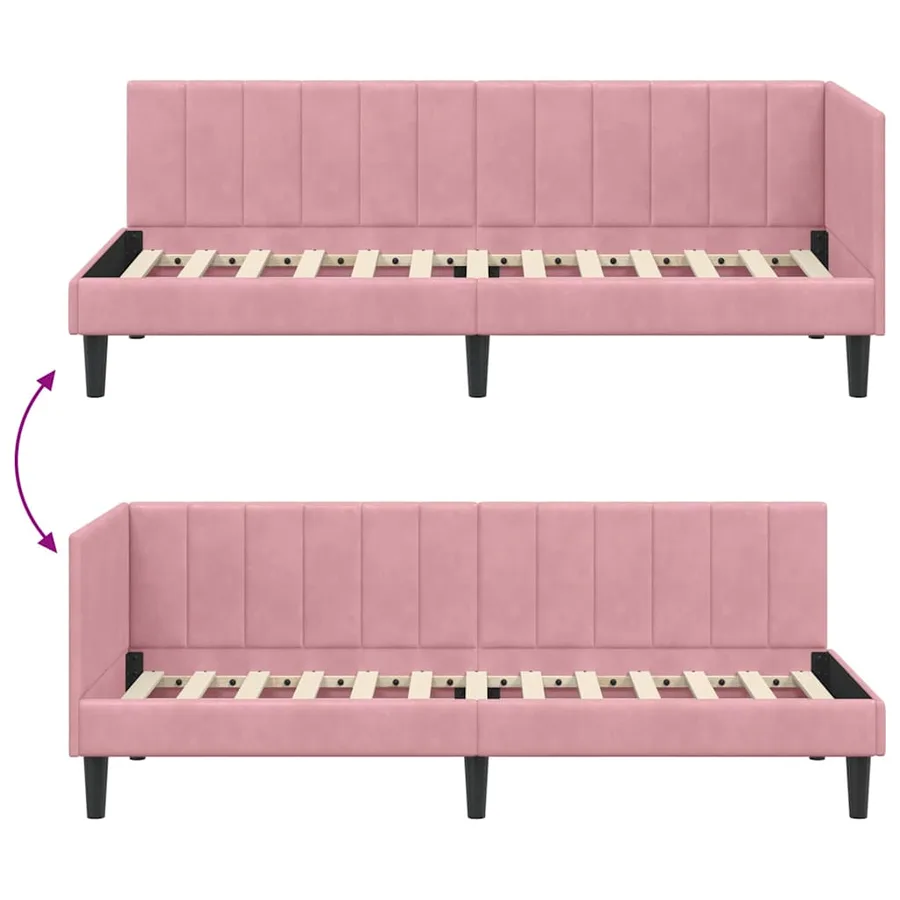 Cadre de lit d'angle Rose 80 cm x 200 cm Velours - 9