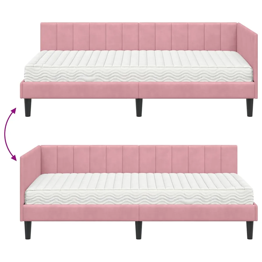 Cadre de lit d'angle avec matelas 2 pcs Gris Velours - 12