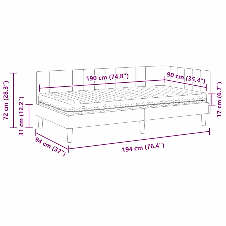 Cadre de lit d'angle avec matelas 2 pcs Vert Velours - 14