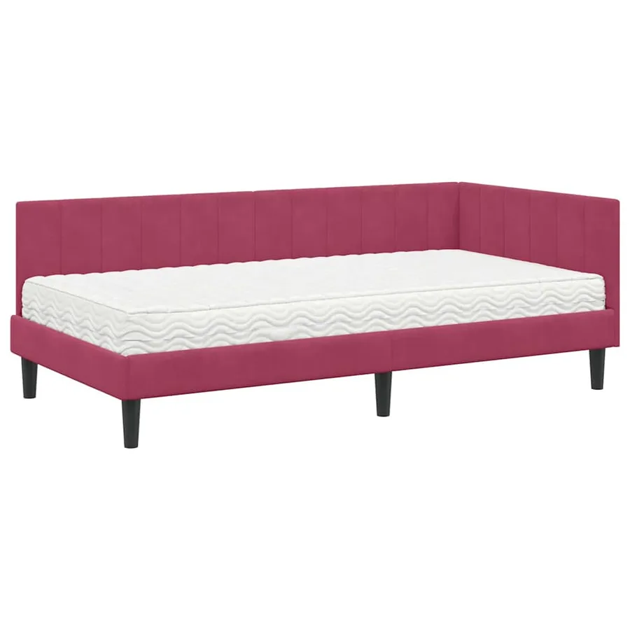 Cadre de lit d'angle avec matelas 2 pcs Vert Velours - 4