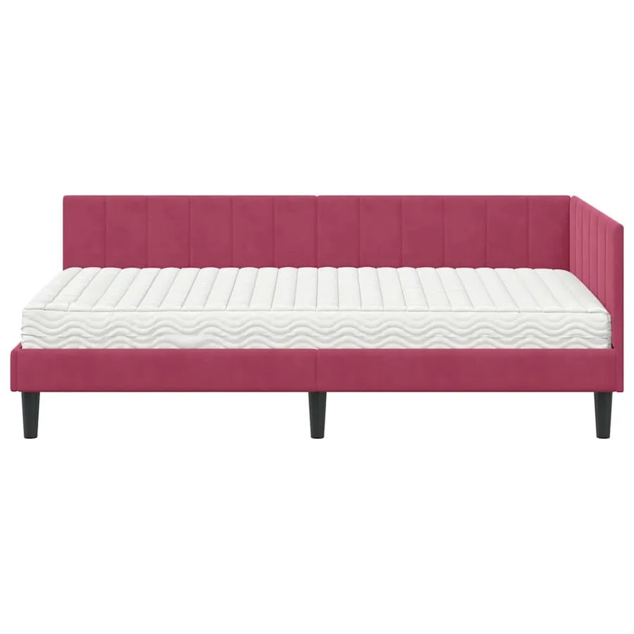 Cadre de lit d'angle avec matelas 2 pcs Vert Velours - 5