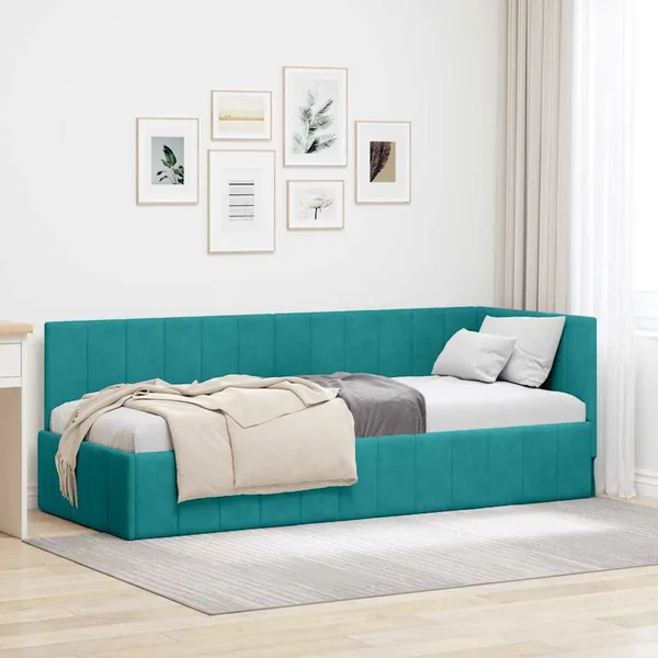 Cadre de lit d'angle Turquoise 80 cm x 200 cm Velours