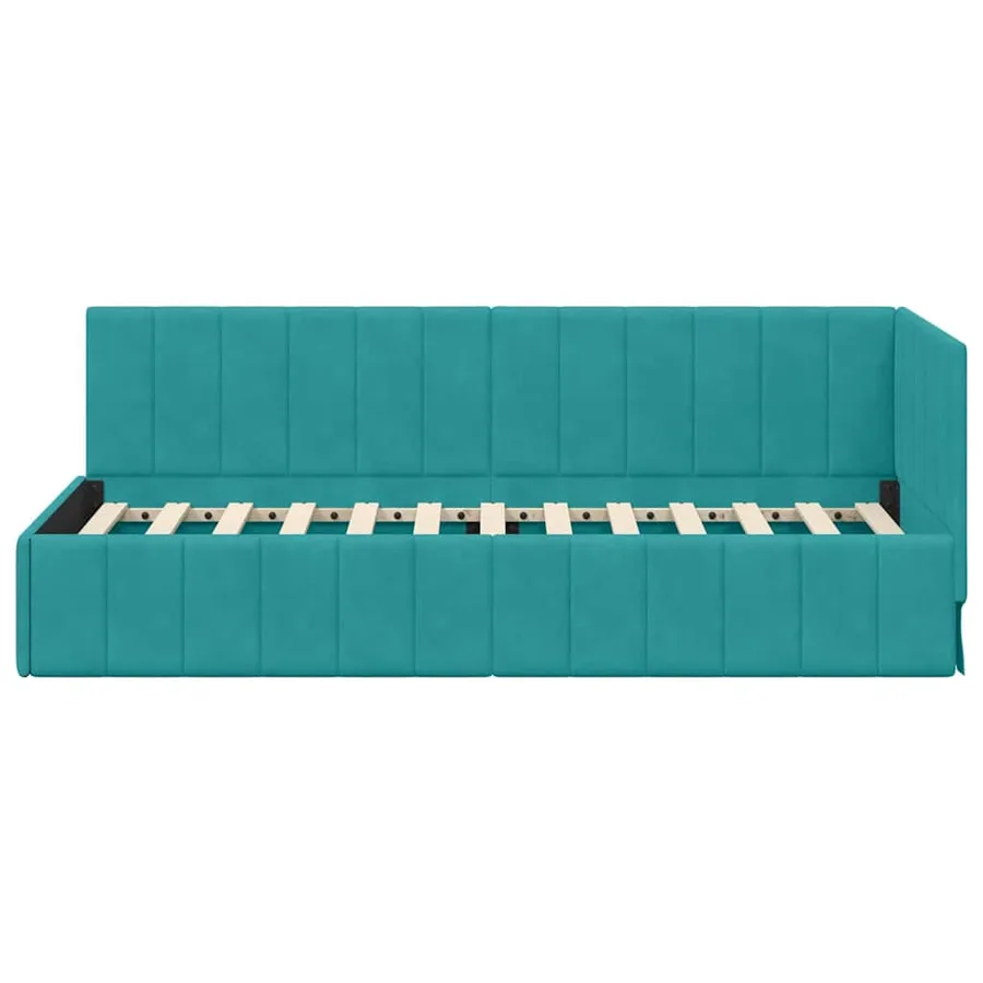 Cadre de lit d'angle Turquoise 80 cm x 200 cm Velours - 5