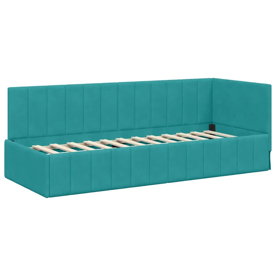 Cadre de lit d'angle avec matelas 2 pcs Turquoise Velours - 6