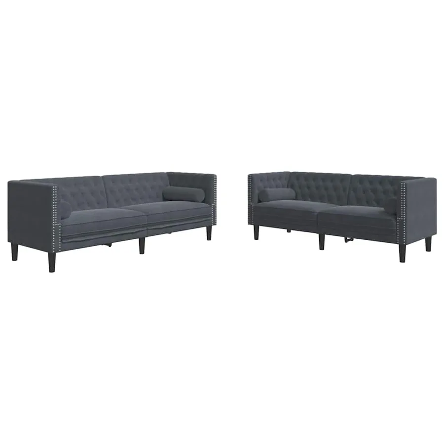 Canapé de salon 2 pcs Gris foncé 194 x 74,5 x 70,5 cm Velours - 2