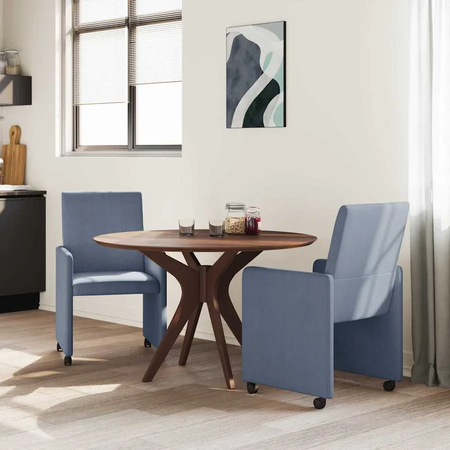 Chaises de Salle à Manger avec Roues 2 pcs Bleu 57 x 66 x 94 cm - 3