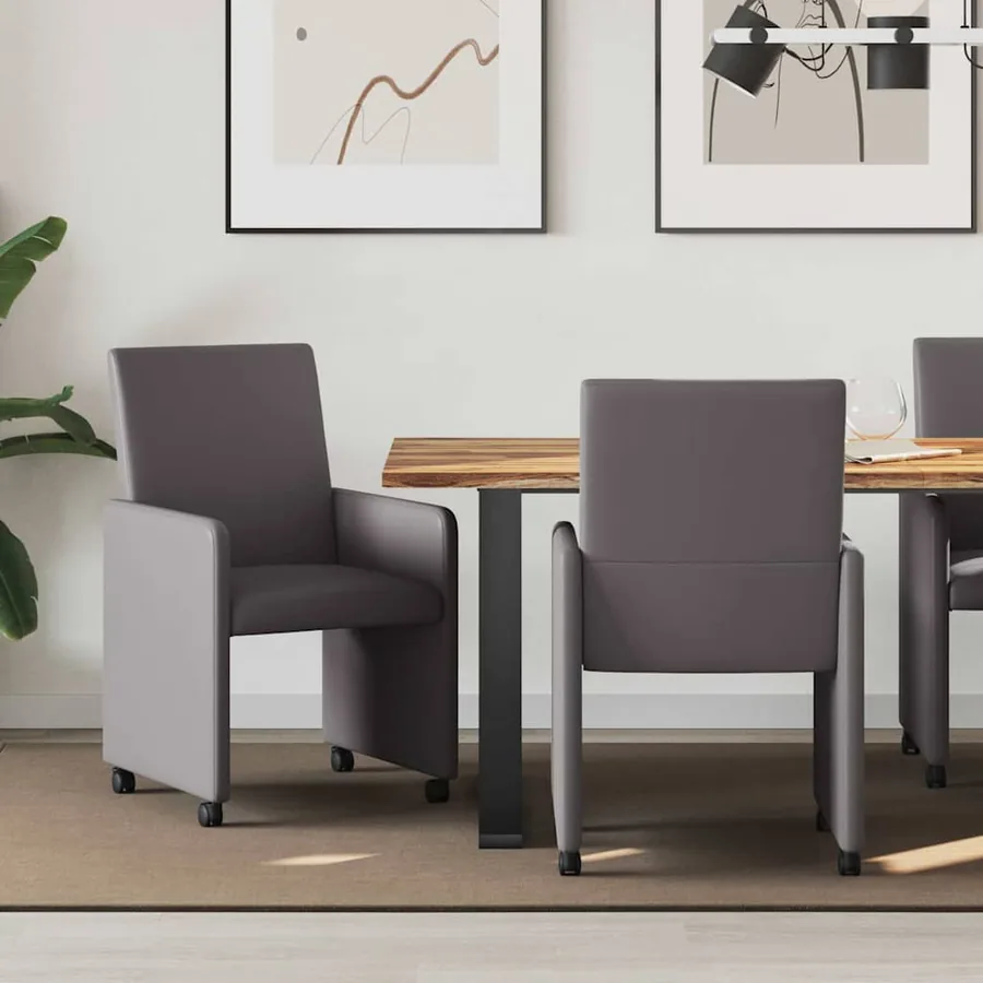 Chaises de Salle à Manger avec Roues 2 pcs Gris 57 x 66 x 94 cm