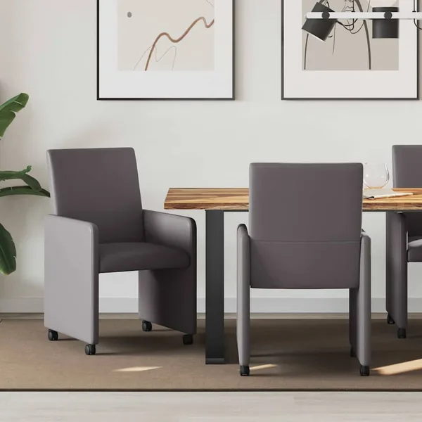 Chaises de Salle à Manger avec Roues 2 pcs Gris 57 x 66 x 94 cm