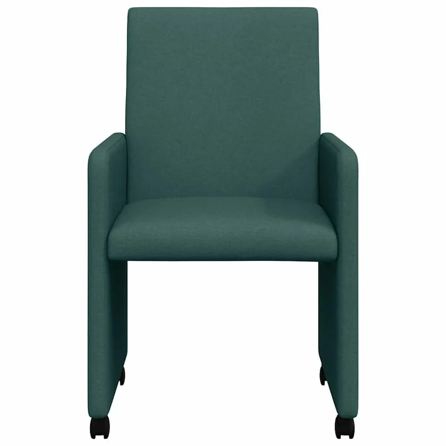 Chaises de Salle à Manger avec Roues 2 pcs Vert foncé tissu - 4