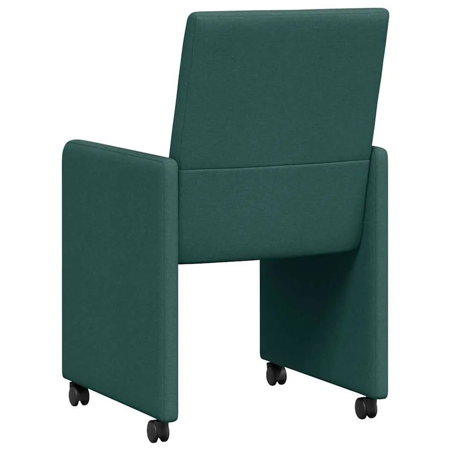 Chaises de Salle à Manger avec Roues 2 pcs Vert foncé tissu - 6