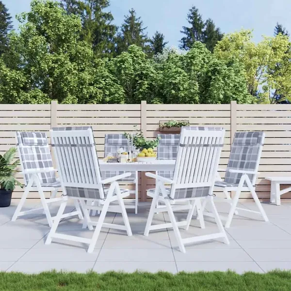 Coussins de chaise à dossier haut lot de 6 carreaux gris