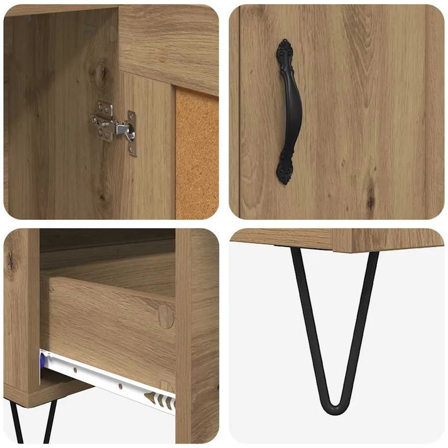 Haut Armoire avec tiroir Chêne artisanal 69,5 x 31 x 115 cm - 9
