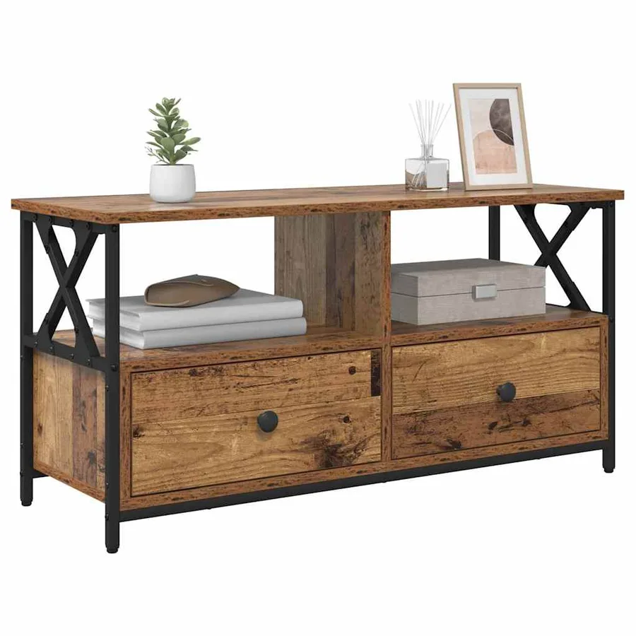 Meuble TV avec tiroir Bois Ancien 90 x 33 x 45 cm - 3
