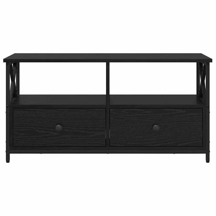 Meuble TV Chêne noir 90 x 33 x 45 cm Bois d'ingénierie et acier - 5