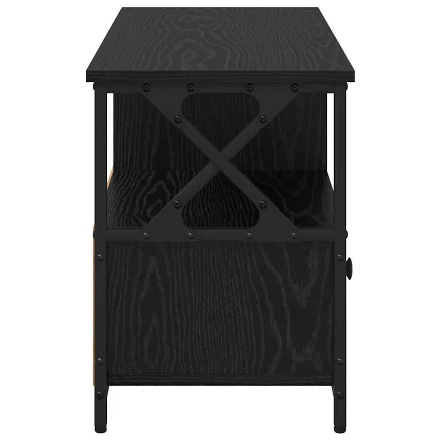 Meuble TV Chêne noir 90 x 33 x 45 cm Bois d'ingénierie et acier - 6